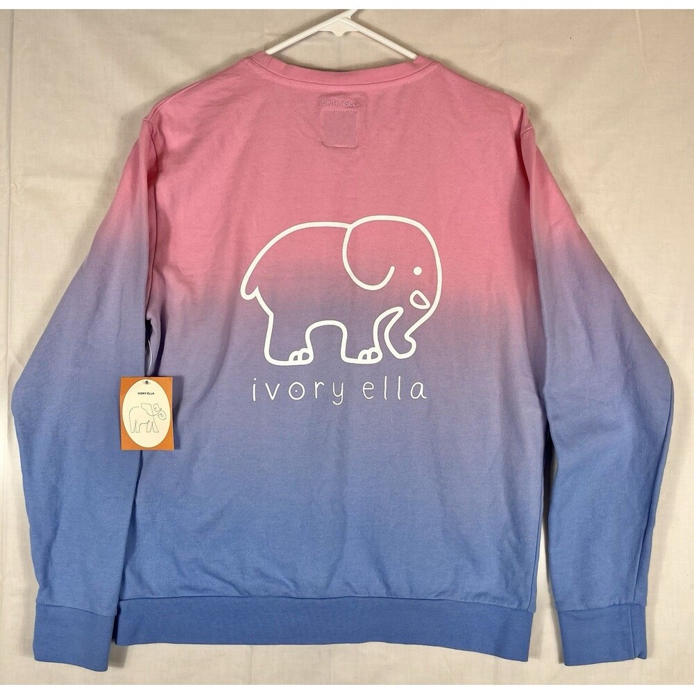 Ivory Ella Sweatshirt L/S Pullover Crewneck Ombré Blue Pink Women’s XS NWT